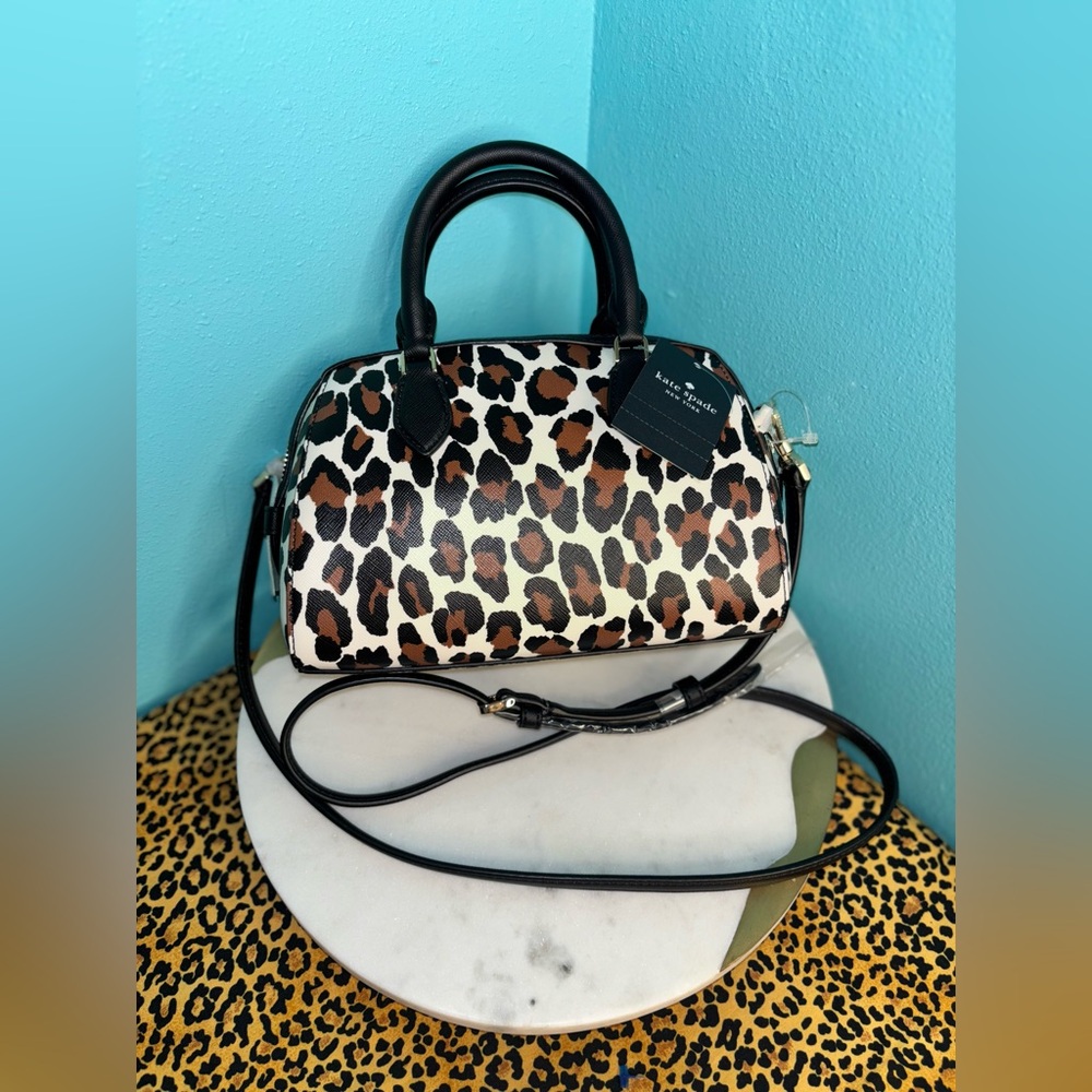 KATE SPADE Animal Print Satchel - Black and Brown - Picture 3 of 8